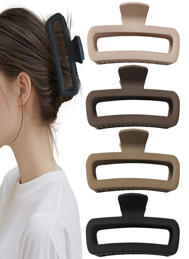 Markuii 5 Inch Large Unbreakable Hair Claw Clips, No Slip Not Easy to Break Square Neutral Claw Clip for Women Thick Long Curly Hair, 4 Pack - Image 1